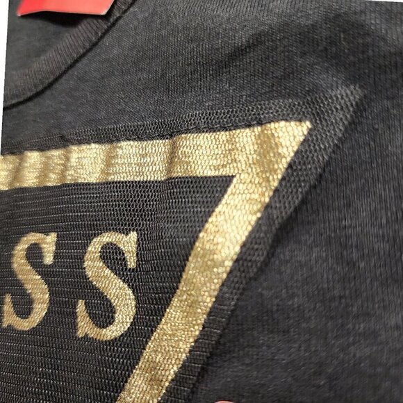 Guess Womens Tank Top Gold Triangle Logo Black Size S - Picture 7 of 9